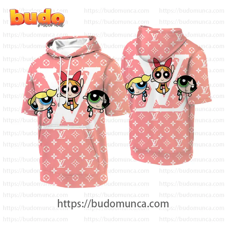 Louis vuitton and the powerpuff girls hooded short sleeve t-shirt gift uninque for kid man women